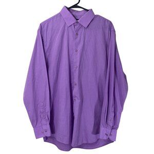 Adrienne Vittadini Mens Dress Shirt Large 16-16.5 Neck Long-Sleeve Button Up
